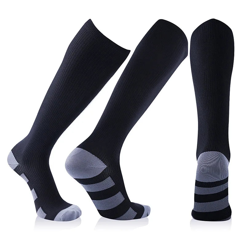 Running Men Women Compression Socks For Football Anti Fatigue Pain Relief 20-30 Mmhg Black Compression Socks Fit For Sport Socks