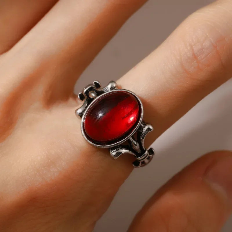 New Gothic Vintage Floral Adjustable Ring Women Halloween Personalized Trend Holiday Party Jewelry Accessories