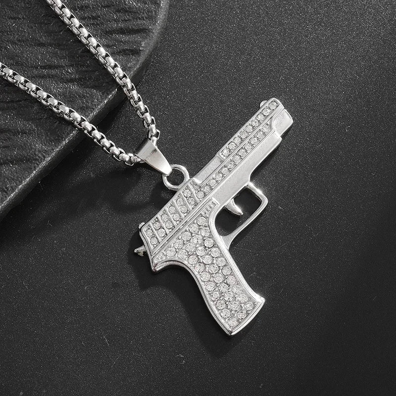 Hip-Hop Ak-47 Rifle Gun Pendant Necklace Men\'s Personalized Street Hip-Hop Rock Rap Party Jewelry