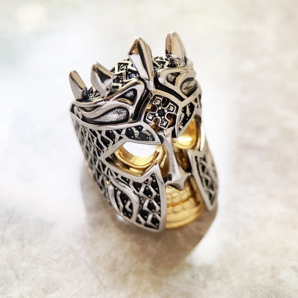 Skull Knight Ring,Europe Style Vintage Fine Jewerly For Men & Women Fantasy Gift In 925 Sterling Silver