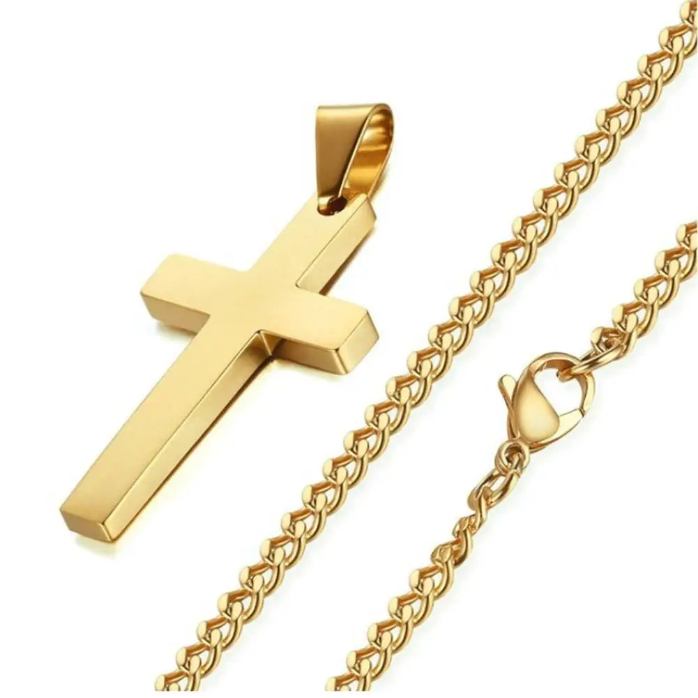 Cross Necklace Christian Titanium Steel For Men's Jewelry Pendant With Stainless Steel Chain Korean Neutral Fashion Accessory