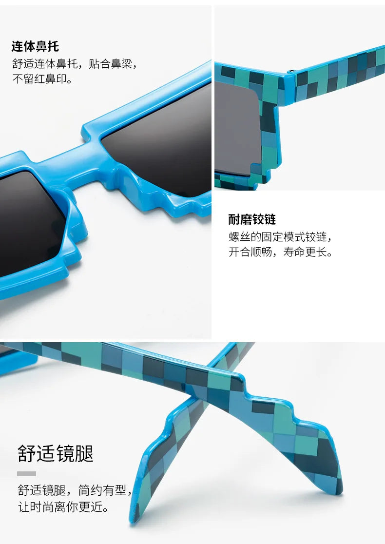 2023 New fashion Sun Glasses Hot Sale Sunglasses Creeper Glasses Novelty Mosaic Funny Goggles Boys Girls Pixel Eyewear