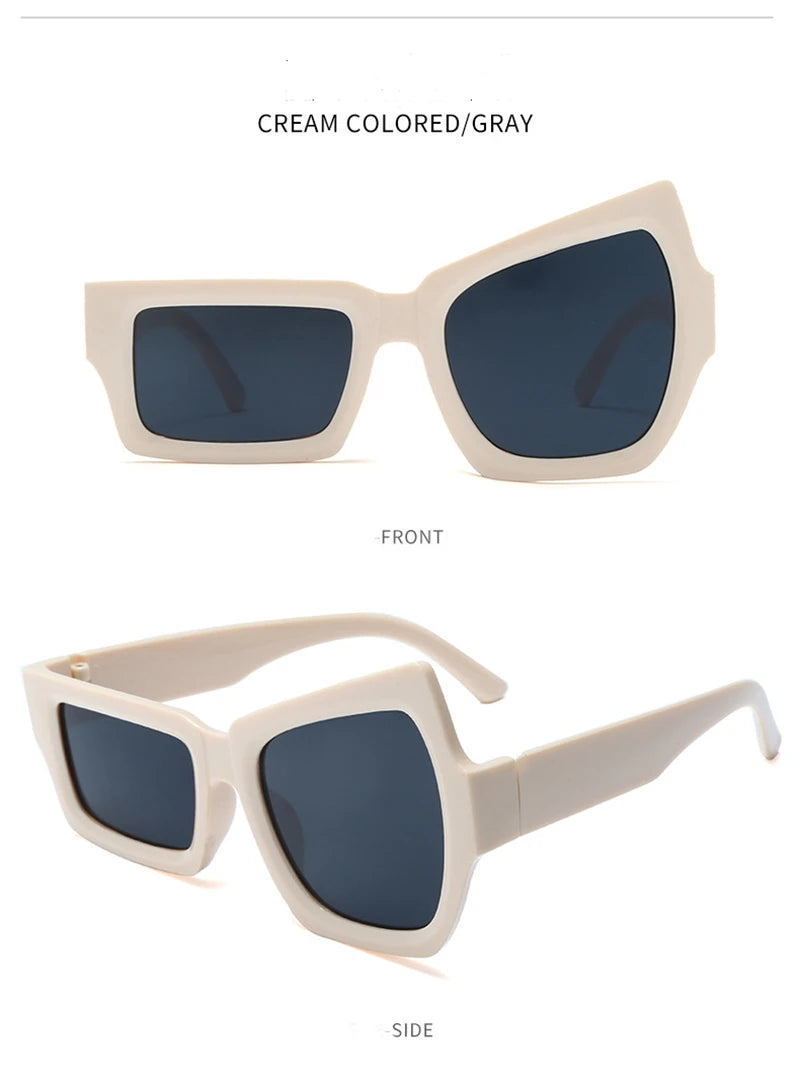 Funny Fashion Irregular Square Sunglasses Man Fashion Brand Designer Personality Sun Glasses Male White Black Mirror Eyewear