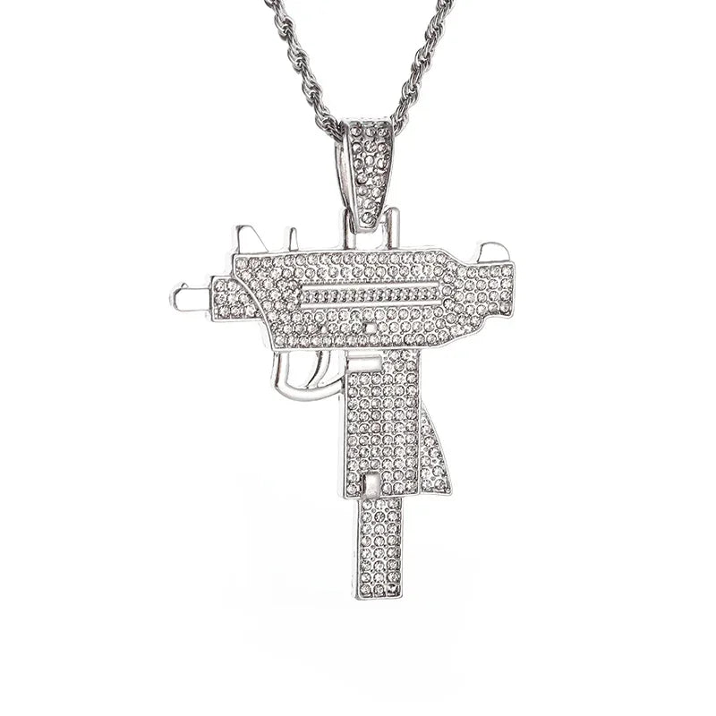 Hip-Hop Ak-47 Rifle Gun Pendant Necklace Men\'s Personalized Street Hip-Hop Rock Rap Party Jewelry