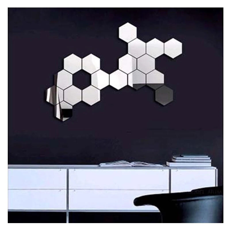 6/12Pcs Hexagon Acrylic Mirror Wall Stickers Home Decor DIY Removable Mirror Sticker Living-Room Decal Art Ornaments For Home