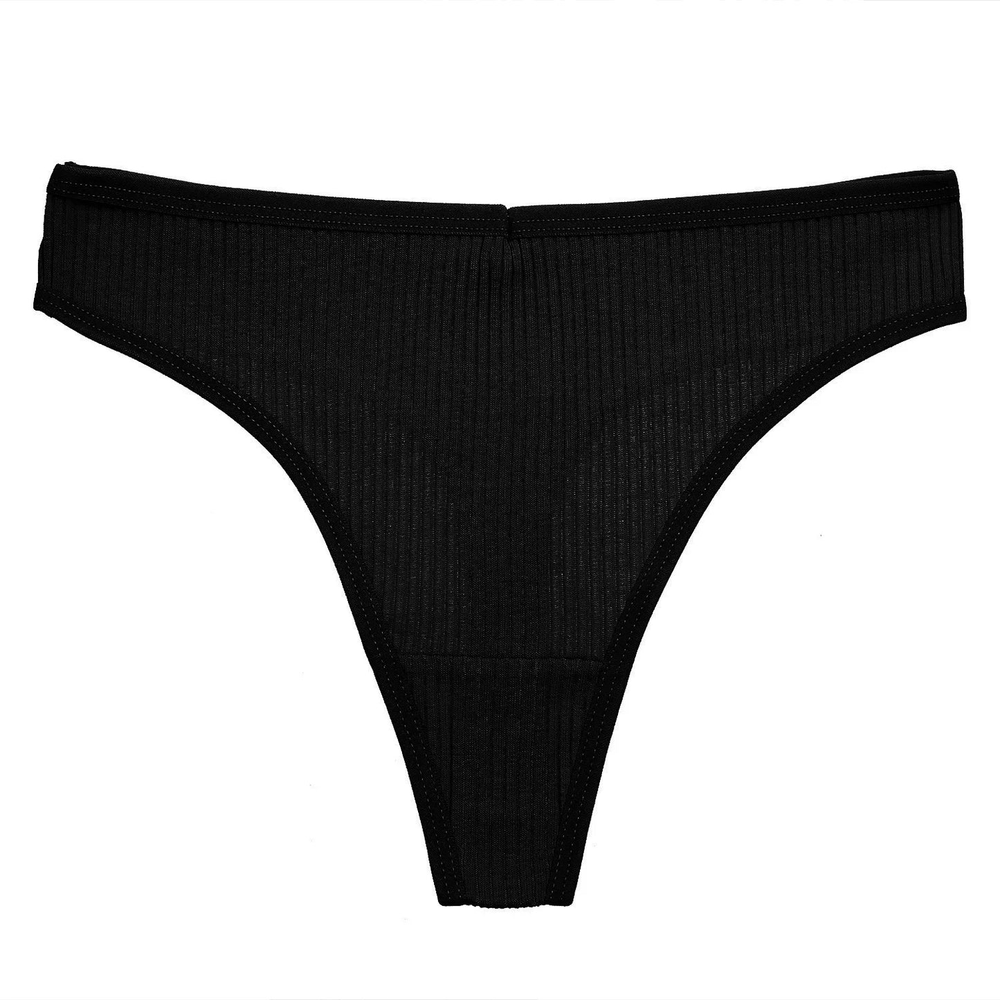 Women's Panties Seamless Ribbed Thongs Low Waist Underpants Comfortable Cotton G-strings Solid Color Underwear Female Lingerie