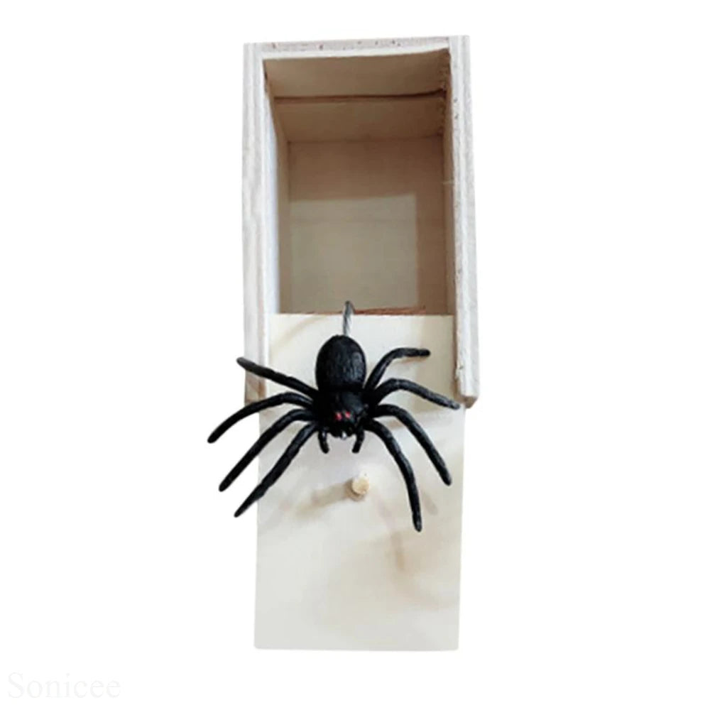 Trick Spider Funny Scare Box Wooden Hidden Box Quality Prank Wooden Scare Box Fun Game Prank Trick Friend Office Toys