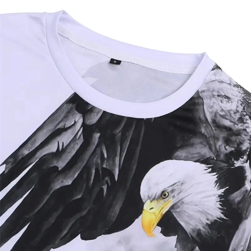 Retro T-Shirt For Men Eagle 3d Print Short Sleeve Tees Summer Casual Quick Dry Loose Oversized T-Shirt Men   Streetwear