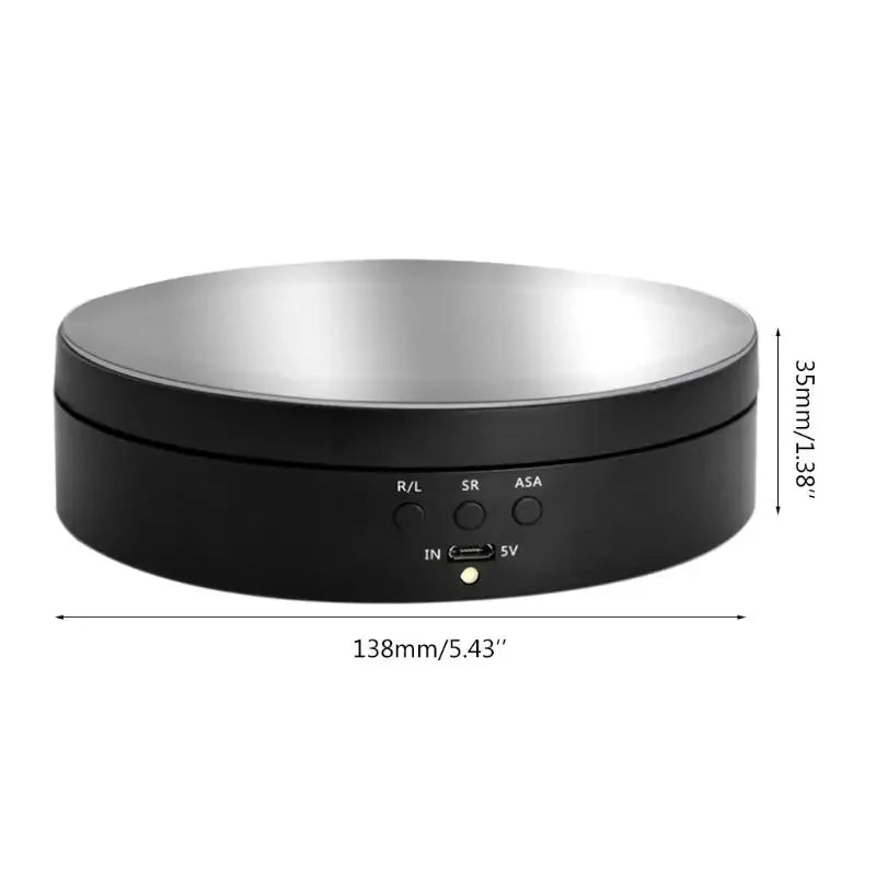 3 Speeds Electric Rotating Display Stand Turntable Mirror Photography Turntable Jewelry Holder, 5.4Inches / 6.6lbs Load