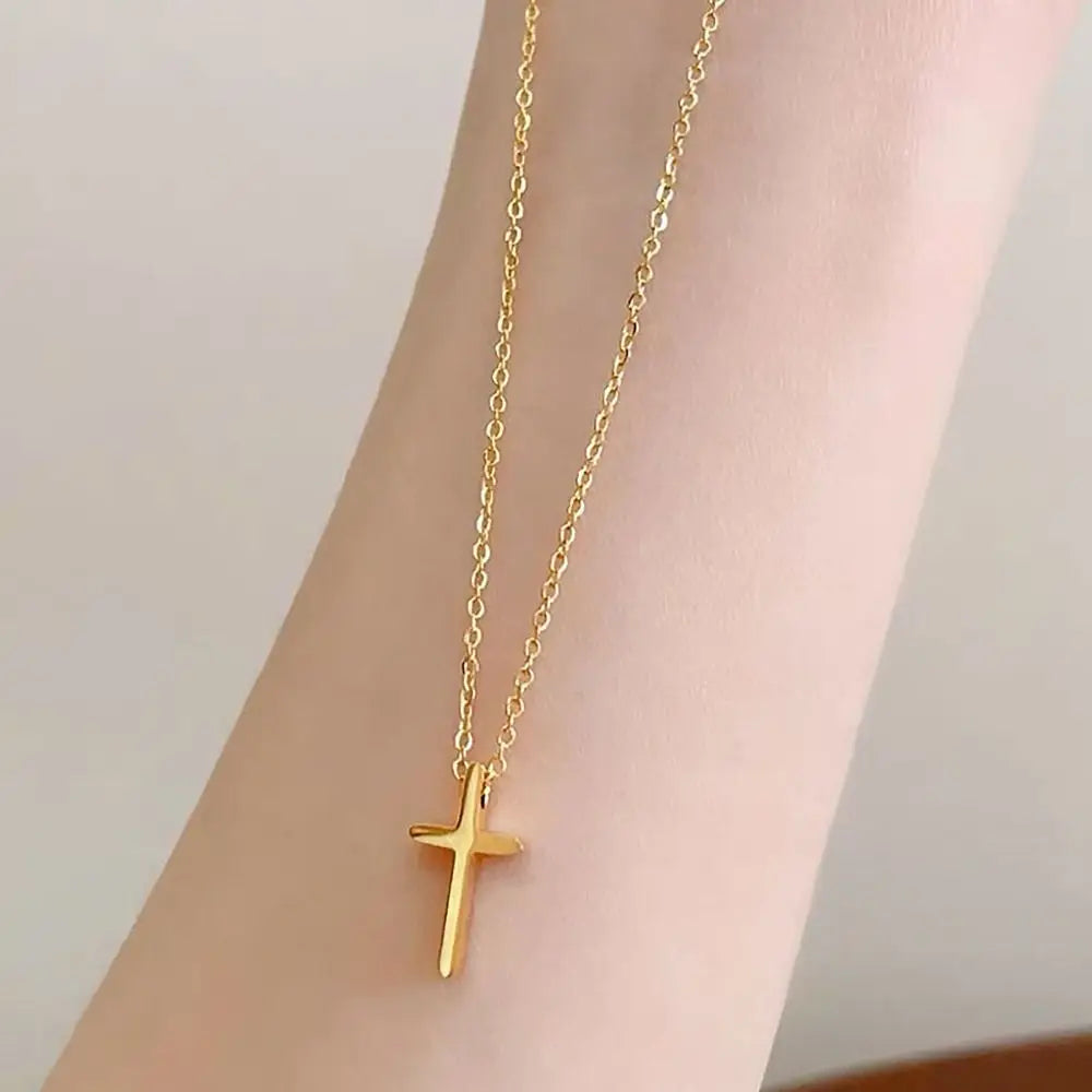 Non-Fading Cross Pendant Adjustable Chain Neck Accessory Clavicle Necklace INS Style Titanium Steel Pendant Clavicle Chain Women