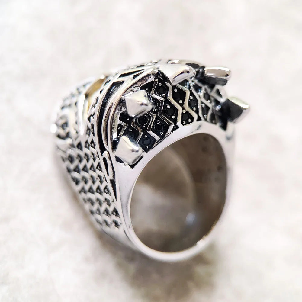 Skull Knight Ring,Europe Style Vintage Fine Jewerly For Men & Women Fantasy Gift In 925 Sterling Silver