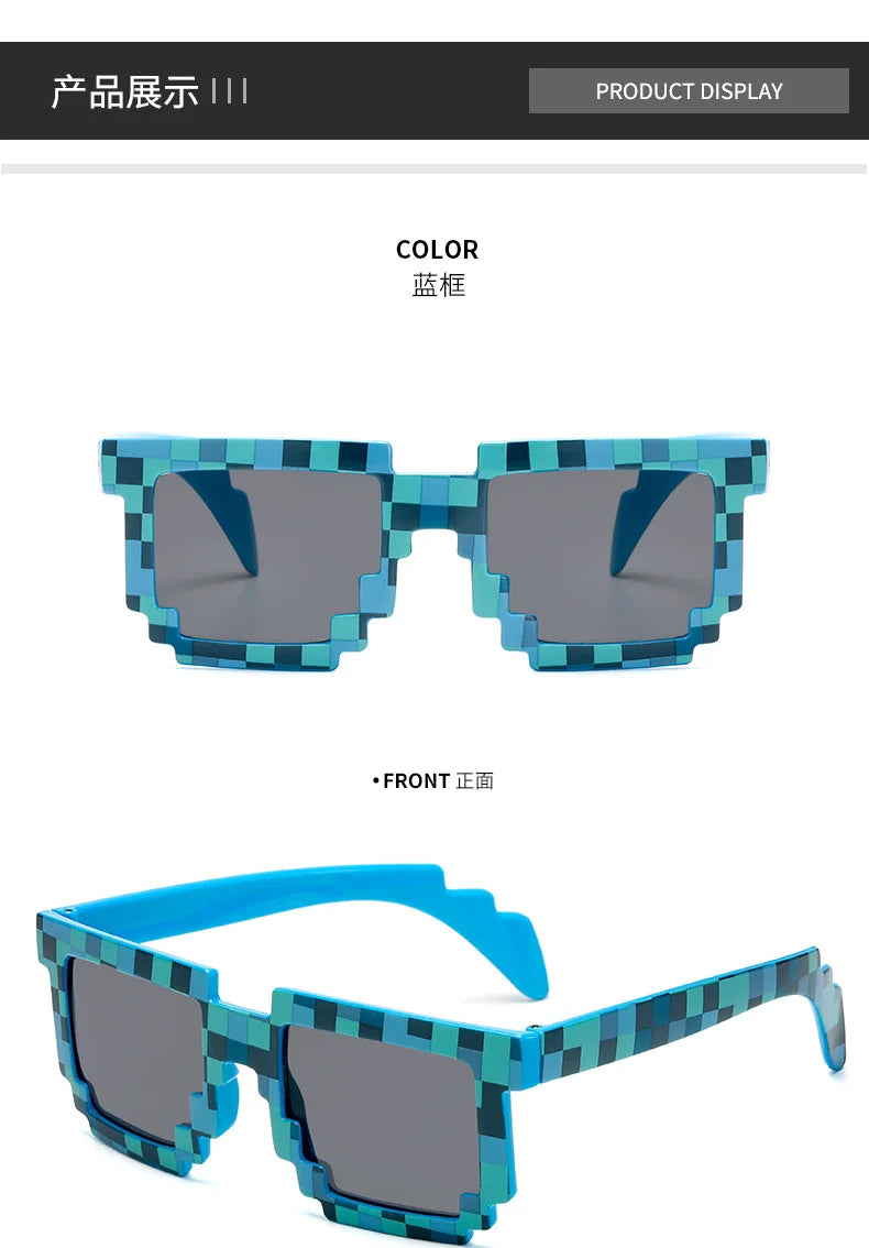 2023 New fashion Sun Glasses Hot Sale Sunglasses Creeper Glasses Novelty Mosaic Funny Goggles Boys Girls Pixel Eyewear