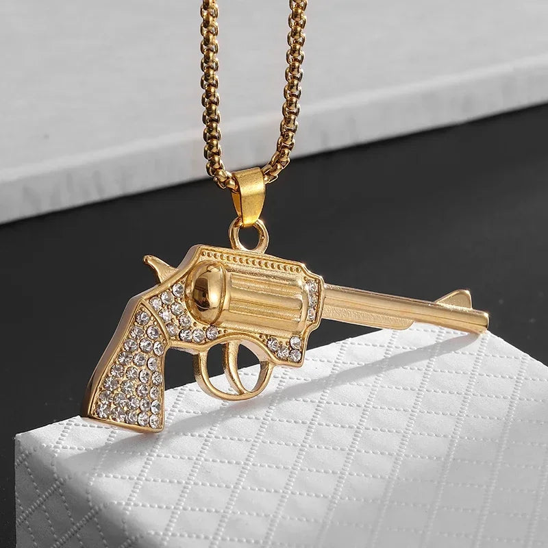 Hip-Hop Ak-47 Rifle Gun Pendant Necklace Men\'s Personalized Street Hip-Hop Rock Rap Party Jewelry