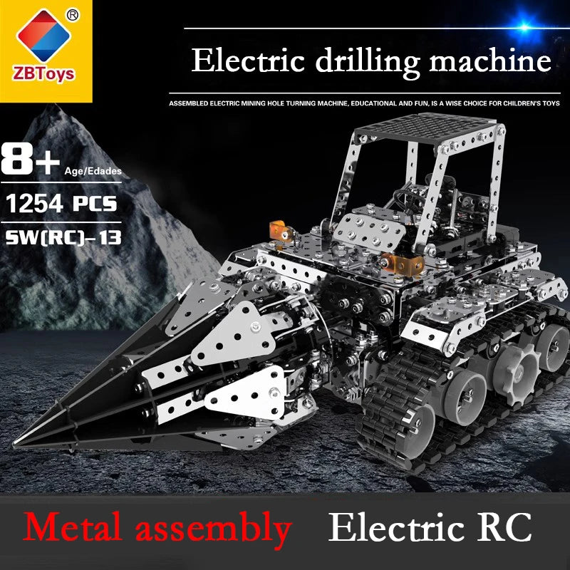 Metal Building Blocks RC Off road Track Truck Difficulty Screws Nuts Boy 3D Assembly Drilling Truck Toy Children's Birthday Gift