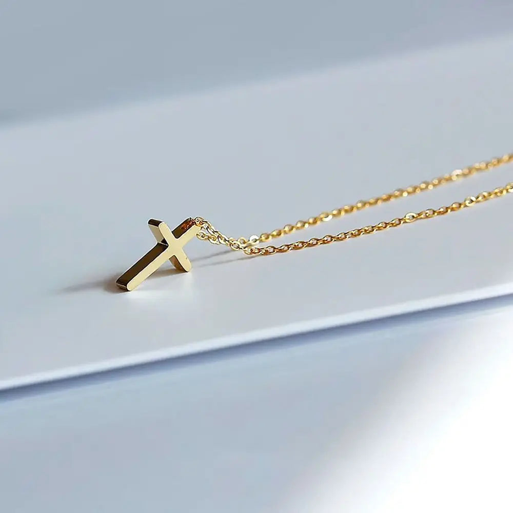 Non-Fading Cross Pendant Adjustable Chain Neck Accessory Clavicle Necklace INS Style Titanium Steel Pendant Clavicle Chain Women