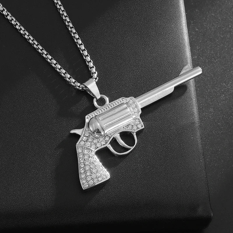 Hip-Hop Ak-47 Rifle Gun Pendant Necklace Men\'s Personalized Street Hip-Hop Rock Rap Party Jewelry