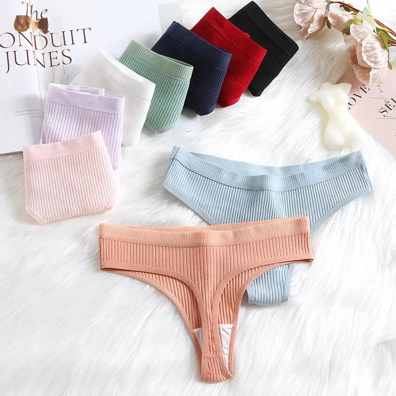 Women's Panties Fashion Striped Thongs Soft Cotton Underwear Ladies Sexy Lingerie Sports Breathable G-Strings Cozy T-Back 4