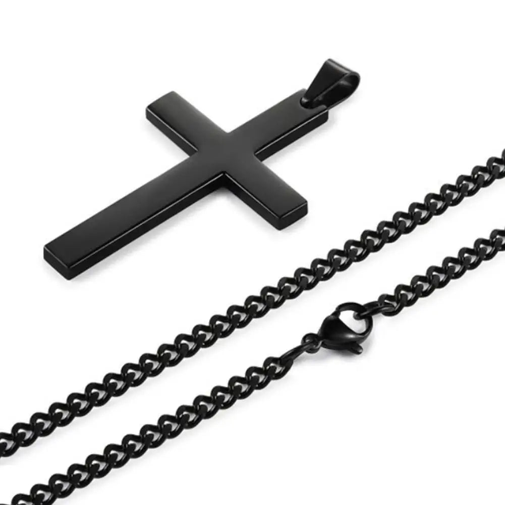 Cross Necklace Christian Titanium Steel For Men's Jewelry Pendant With Stainless Steel Chain Korean Neutral Fashion Accessory