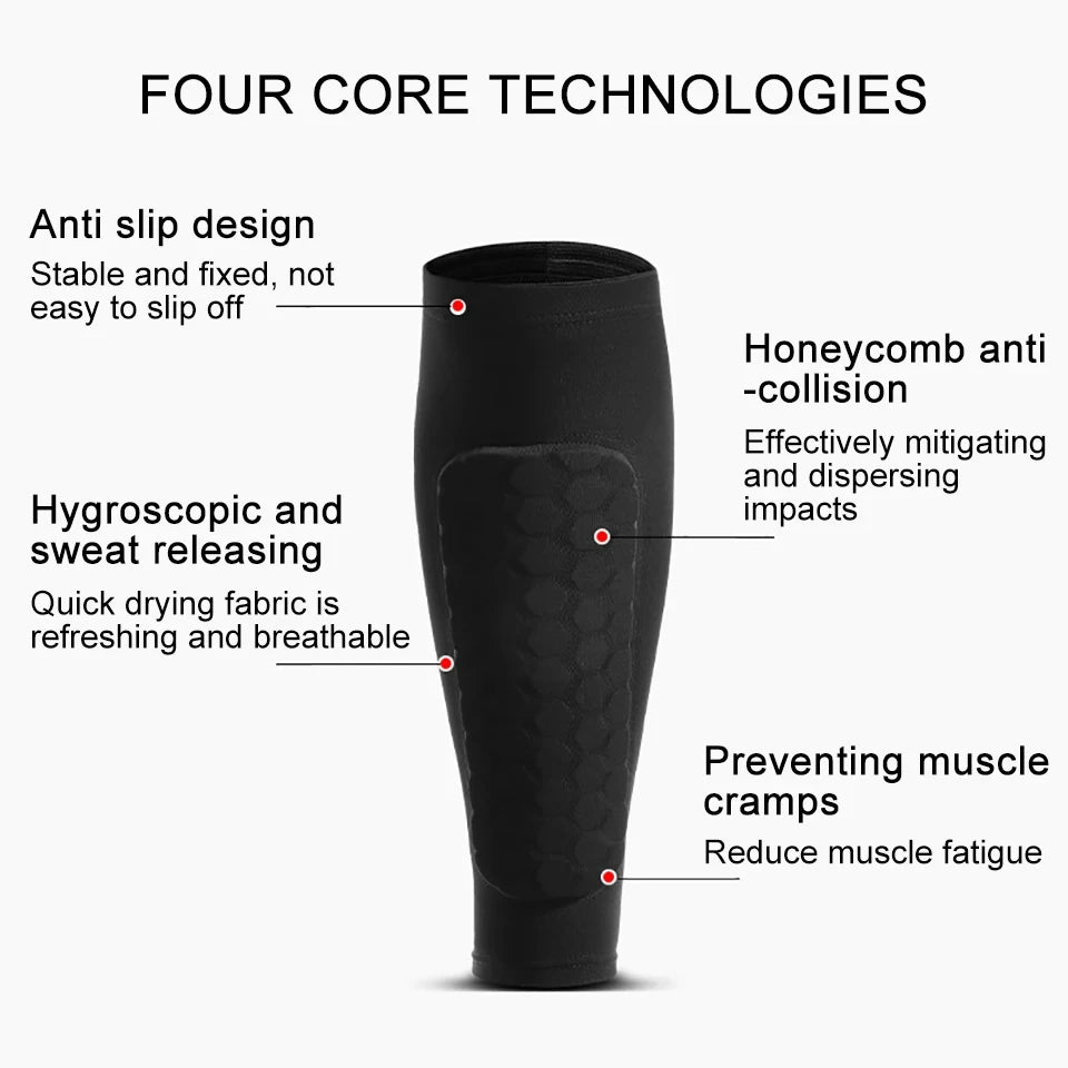 1Pcs Women Men Football Shin Guards Soccer Honeycomb Anti-collision Compression Legwarmers Gym Leg Calf Sleeves Sports Legging