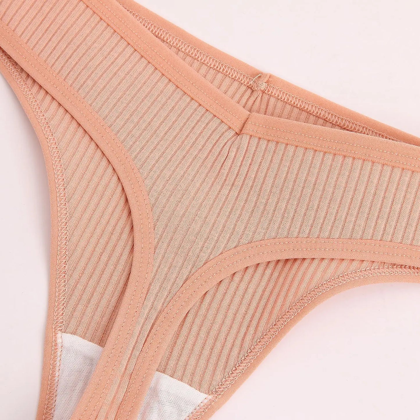 Women's Panties Seamless Ribbed Thongs Low Waist Underpants Comfortable Cotton G-strings Solid Color Underwear Female Lingerie