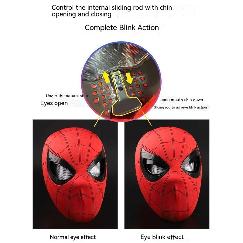 Spider Man Can Blink Masks Cosplay Miles Headgear Moving Eyes Model Party Props Elastic Toys Adults Kids HalloweenChristmasGifts