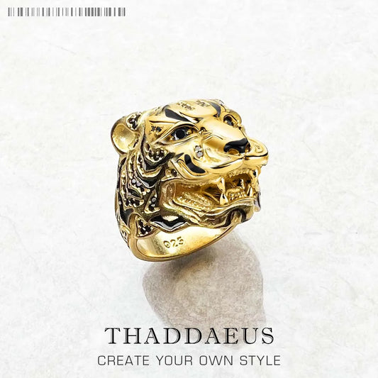 Ring Golden Tiger Rebel Fine Jewelry For Women Men,2022 Brand New Personal Lucky Gift In 925 Sterling Silver