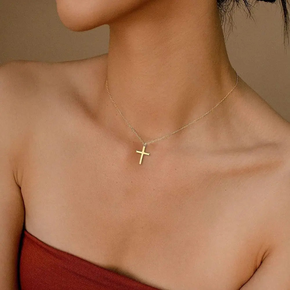 Non-Fading Cross Pendant Adjustable Chain Neck Accessory Clavicle Necklace INS Style Titanium Steel Pendant Clavicle Chain Women