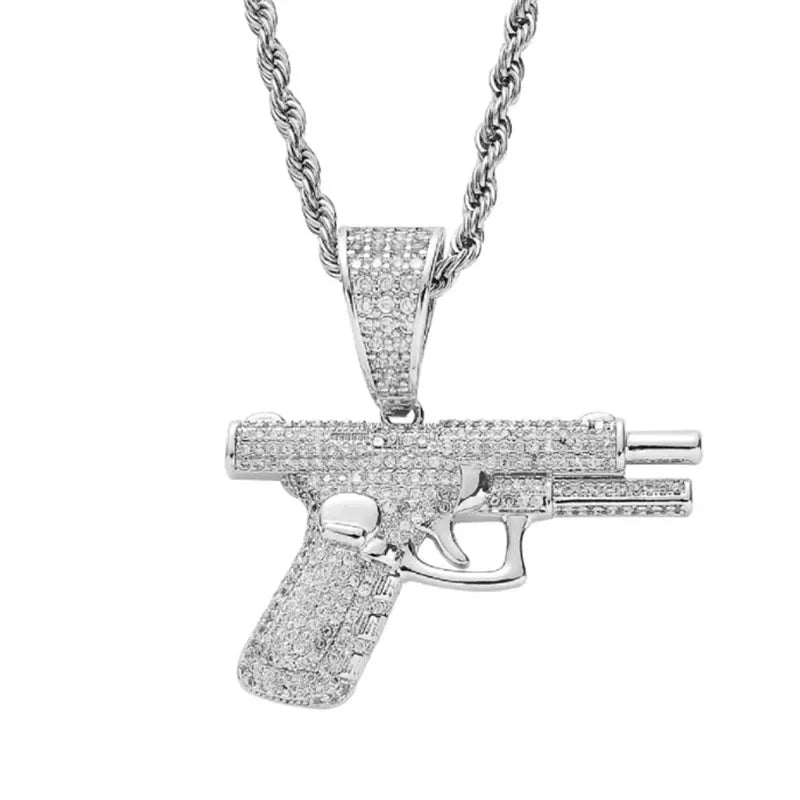 Hip-Hop Ak-47 Rifle Gun Pendant Necklace Men\'s Personalized Street Hip-Hop Rock Rap Party Jewelry