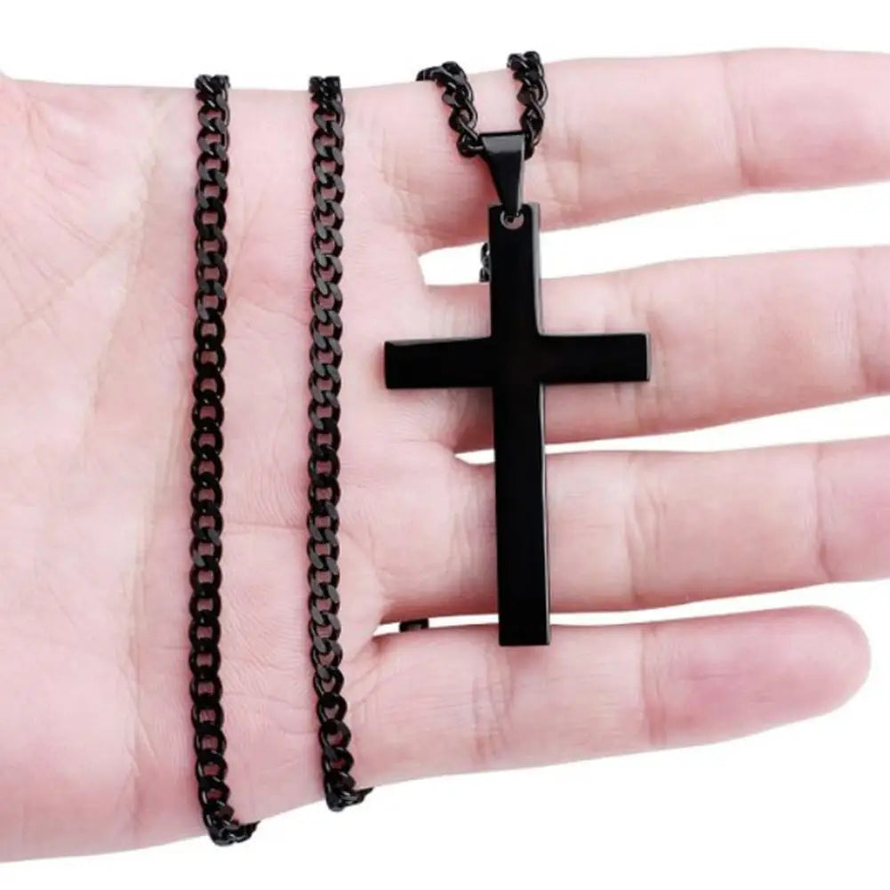 Cross Necklace Christian Titanium Steel For Men's Jewelry Pendant With Stainless Steel Chain Korean Neutral Fashion Accessory