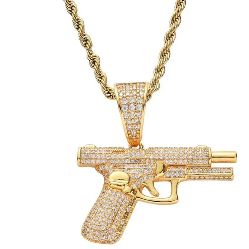 Hip-Hop Ak-47 Rifle Gun Pendant Necklace Men\'s Personalized Street Hip-Hop Rock Rap Party Jewelry