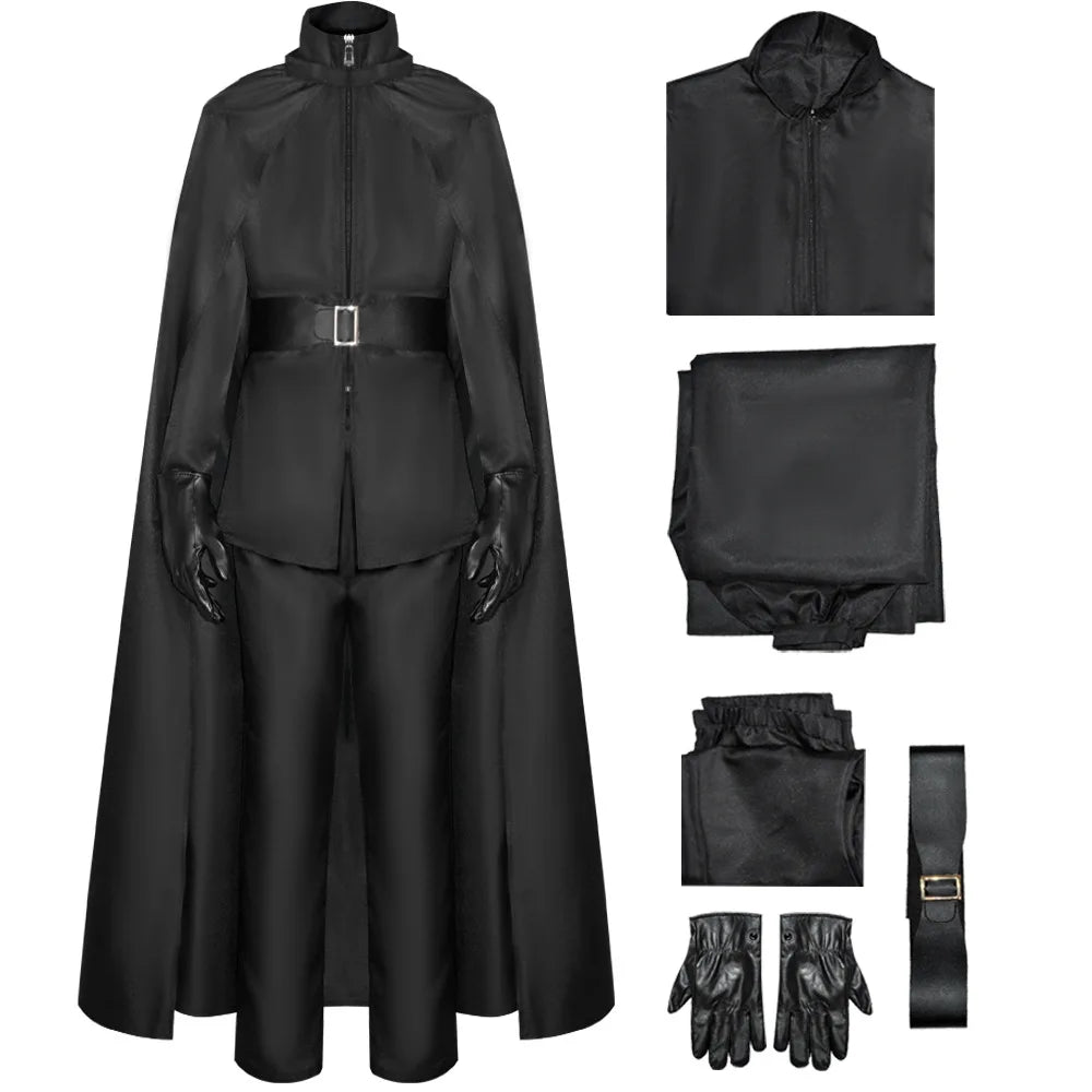 V Cosplay Costumes Movie Vendetta Swordsman Black Uniform Cloak Halloween Carnival Party Dressing For Men