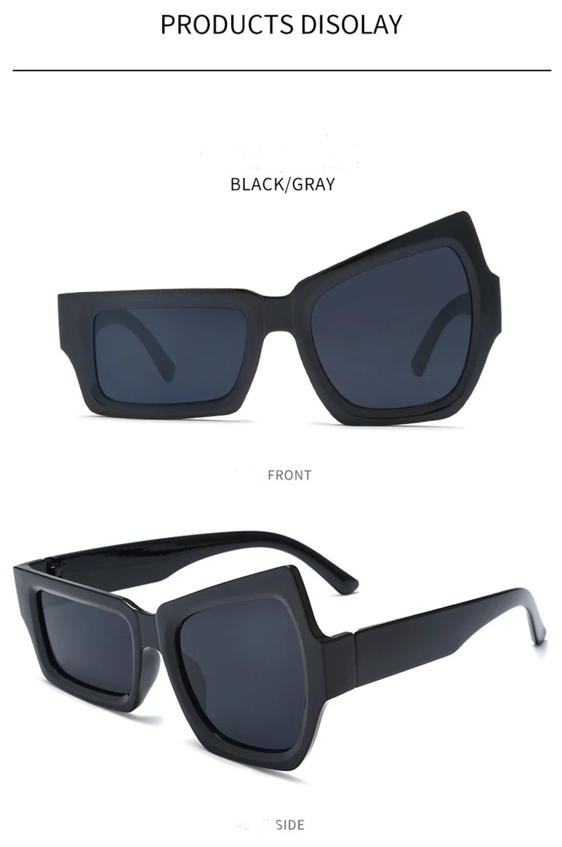 Funny Fashion Irregular Square Sunglasses Man Fashion Brand Designer Personality Sun Glasses Male White Black Mirror Eyewear