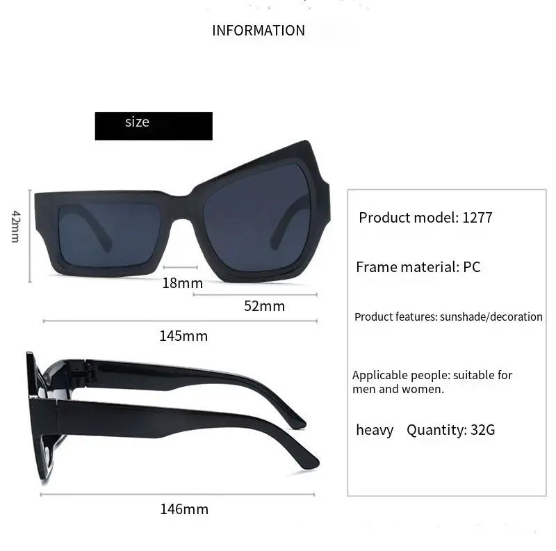 Funny Fashion Irregular Square Sunglasses Man Fashion Brand Designer Personality Sun Glasses Male White Black Mirror Eyewear