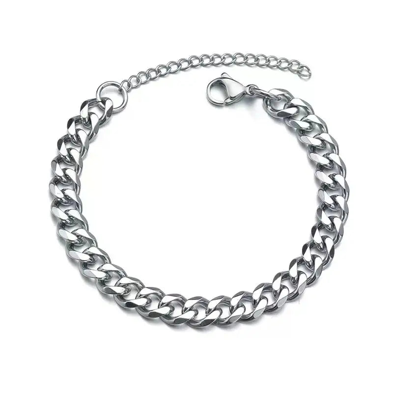 3/5mm Chunky Chain Bracelet for Men Stainless Steel Cuban Link Chain Wristband Classic Punk Heavy Male Jewelry Accessories