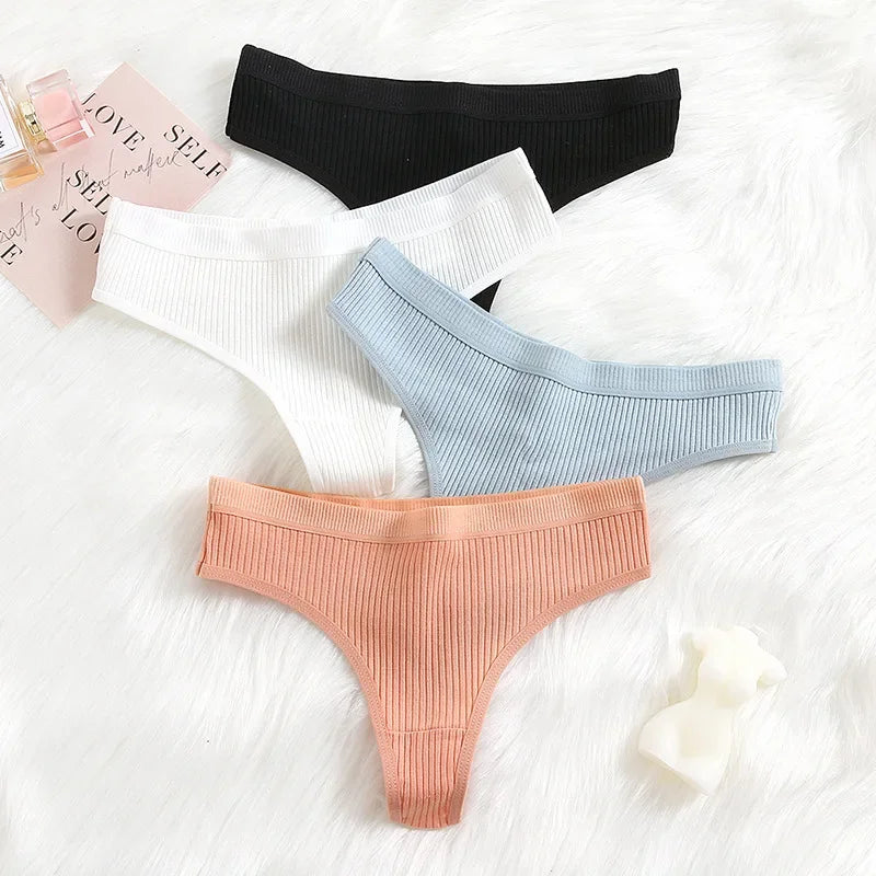 Women's Panties Fashion Striped Thongs Soft Cotton Underwear Ladies Sexy Lingerie Sports Breathable G-Strings Cozy T-Back 4