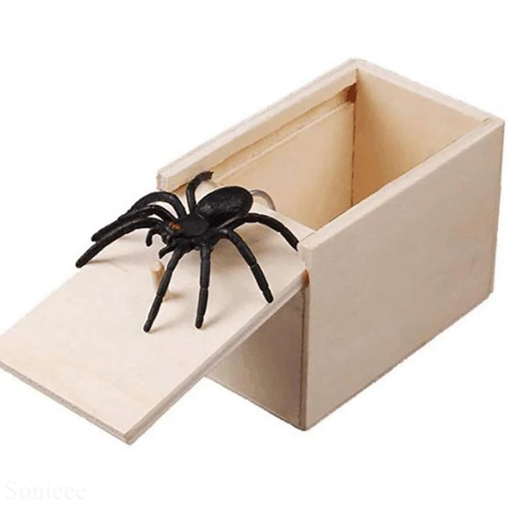 Trick Spider Funny Scare Box Wooden Hidden Box Quality Prank Wooden Scare Box Fun Game Prank Trick Friend Office Toys