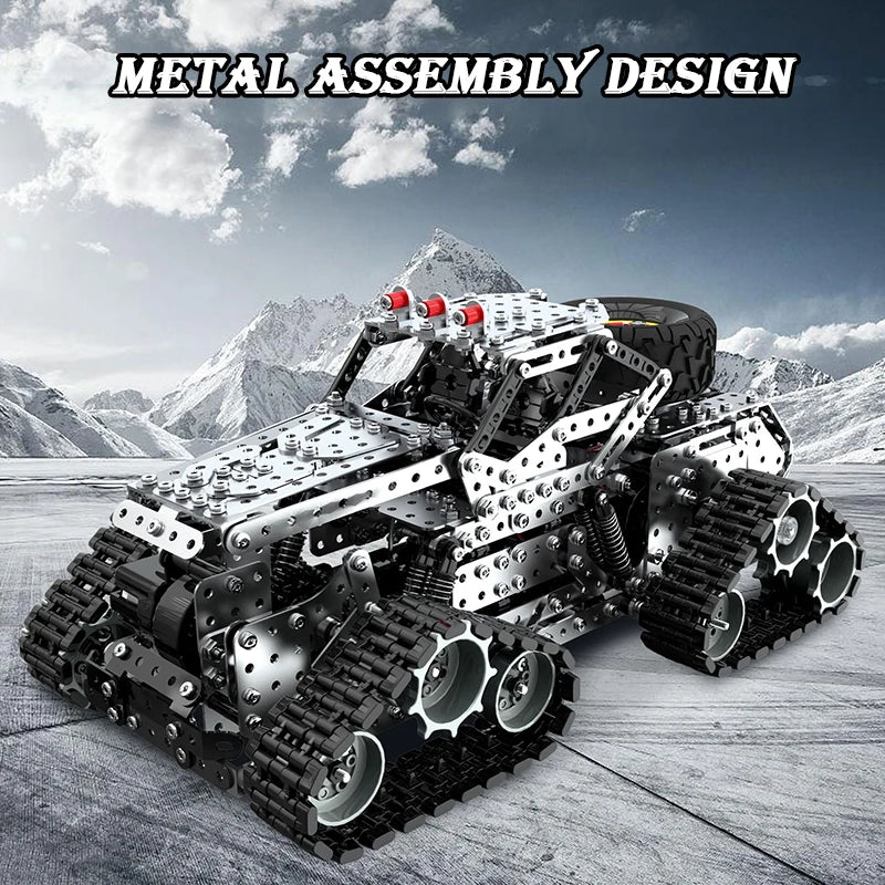 Metal Building Blocks RC Off road Track Truck Difficulty Screws Nuts Boy 3D Assembly Drilling Truck Toy Children's Birthday Gift