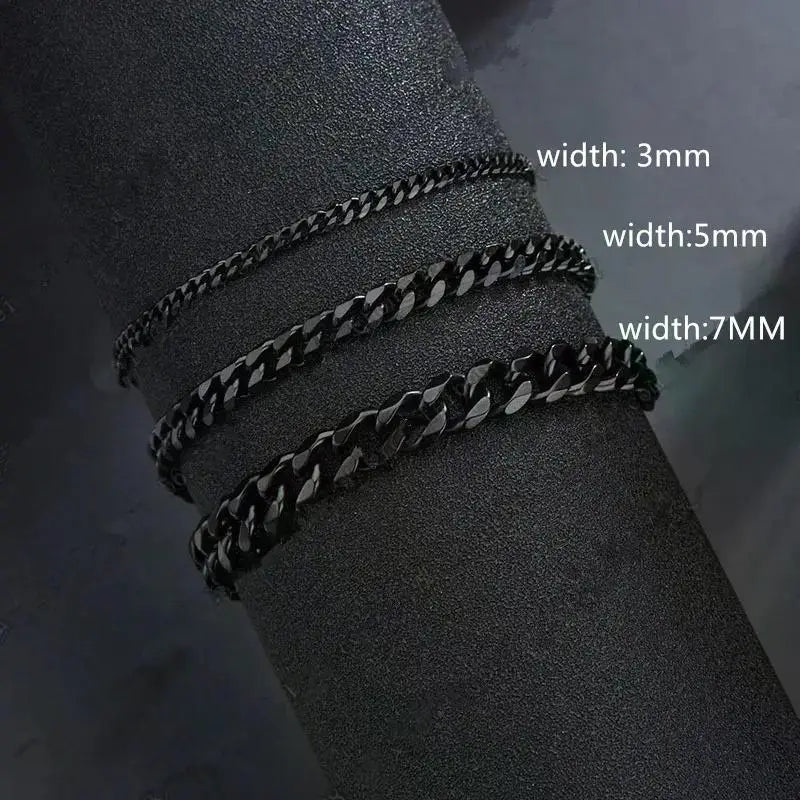 3/5mm Chunky Chain Bracelet for Men Stainless Steel Cuban Link Chain Wristband Classic Punk Heavy Male Jewelry Accessories