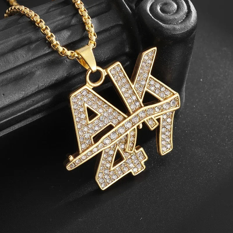 Hip-Hop Ak-47 Rifle Gun Pendant Necklace Men\'s Personalized Street Hip-Hop Rock Rap Party Jewelry