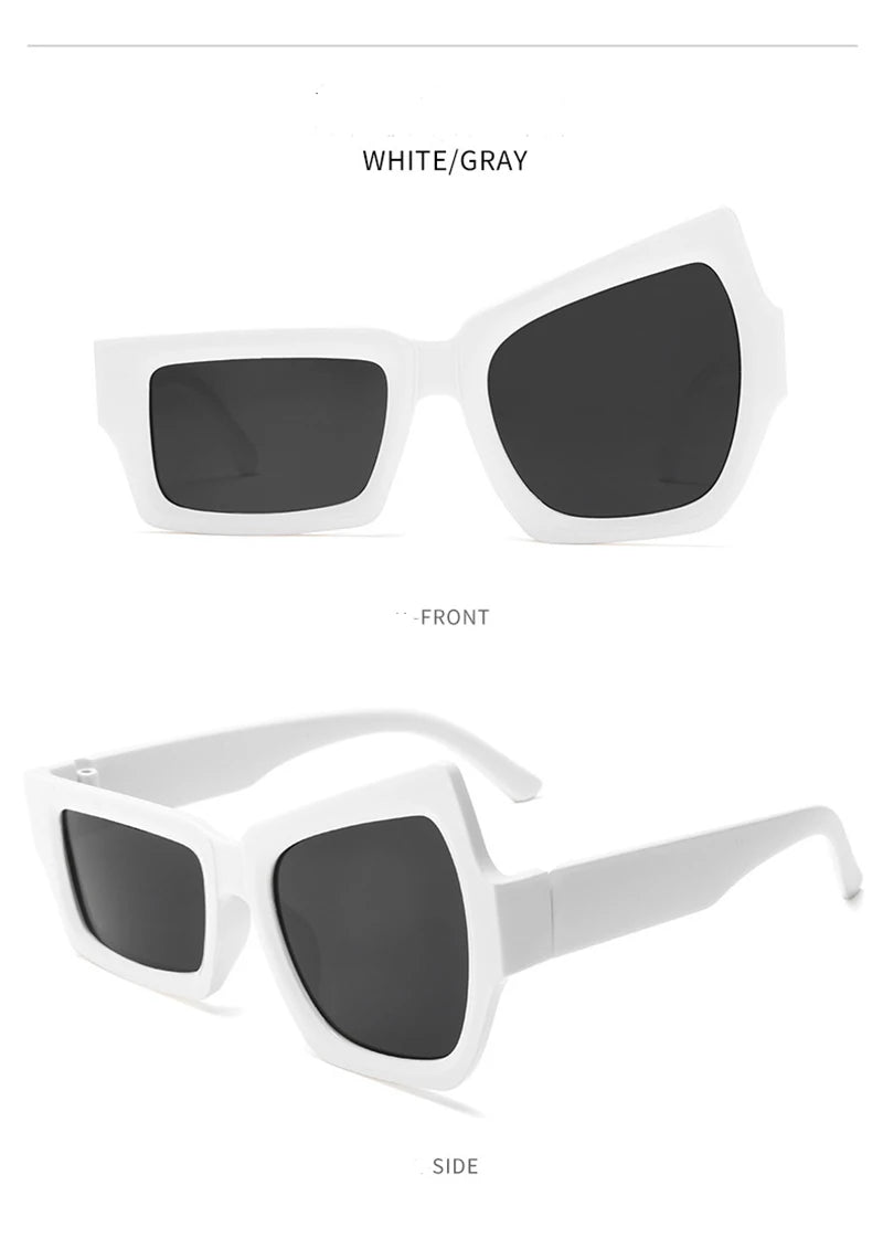 Funny Fashion Irregular Square Sunglasses Man Fashion Brand Designer Personality Sun Glasses Male White Black Mirror Eyewear