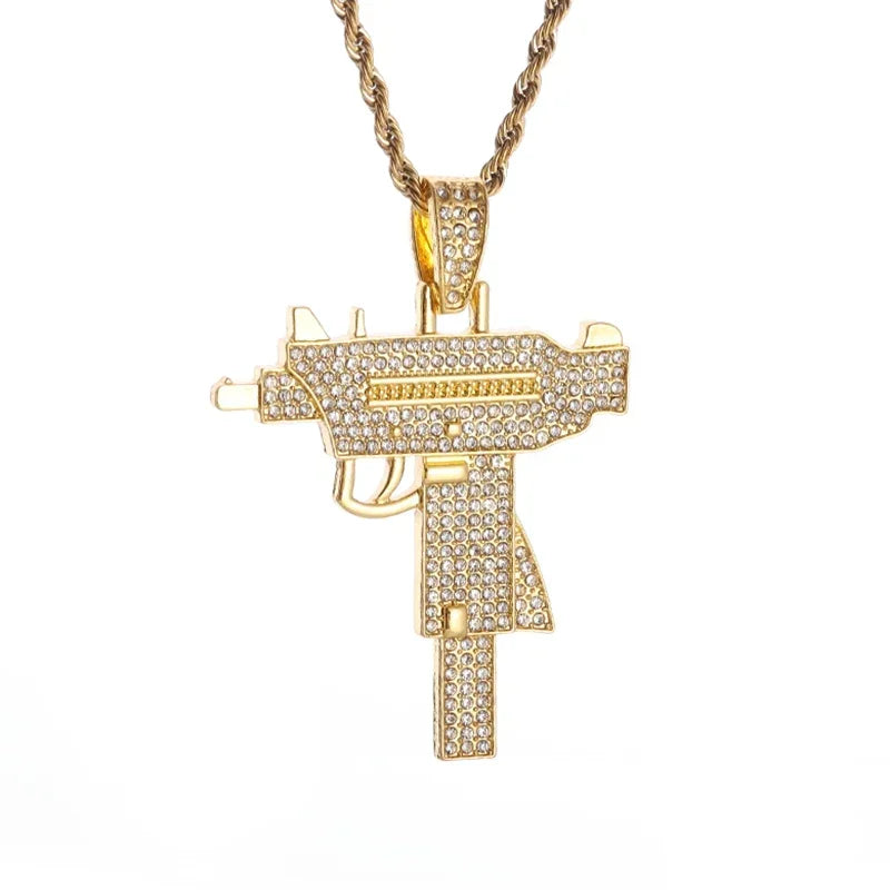 Hip-Hop Ak-47 Rifle Gun Pendant Necklace Men\'s Personalized Street Hip-Hop Rock Rap Party Jewelry