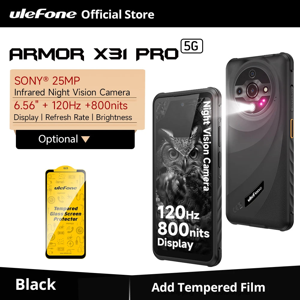 【World Premiere】Ulefone Armor X31 Pro 5G Rugged Phone Android 14 Smartphone 6.56”16GB + 256GB Night Camera 64MP 6050mAh NFC