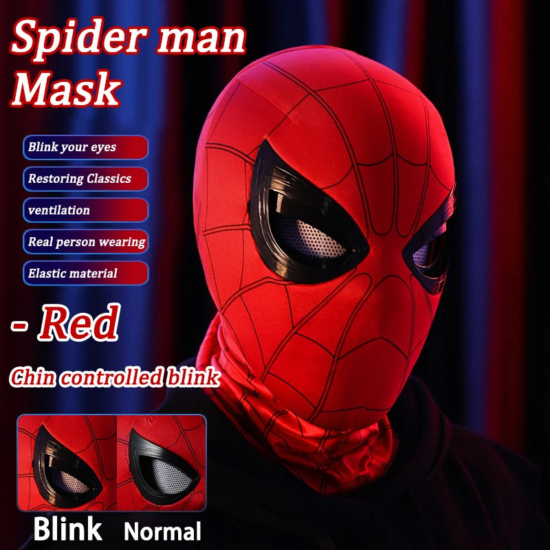 Spider Man Can Blink Masks Cosplay Miles Headgear Moving Eyes Model Party Props Elastic Toys Adults Kids HalloweenChristmasGifts