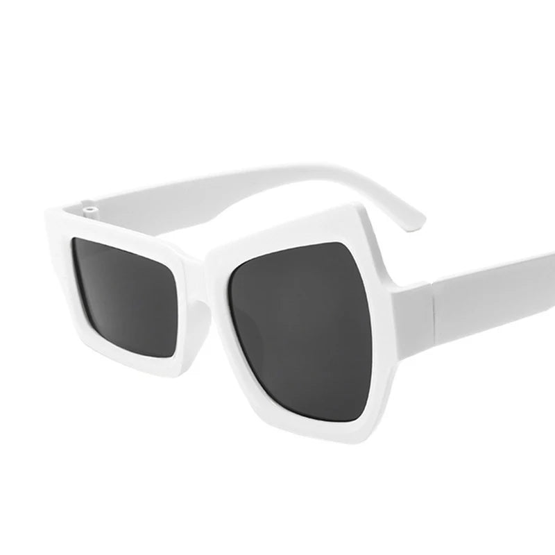 Funny Fashion Irregular Square Sunglasses Man Fashion Brand Designer Personality Sun Glasses Male White Black Mirror Eyewear