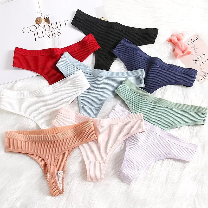 Women's Panties Fashion Striped Thongs Soft Cotton Underwear Ladies Sexy Lingerie Sports Breathable G-Strings Cozy T-Back 4