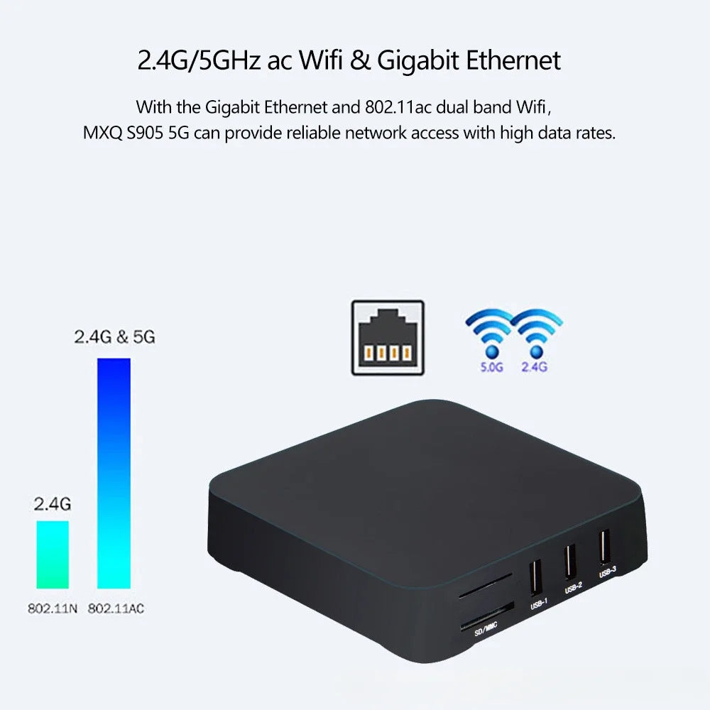 2024 New Smart TV Box MXQ-PRO 4K HD Android 10.0 Smart TV Box 2.4/5G Dual-WIFI 3D Video Media Player Home Theater TV Set-top Box