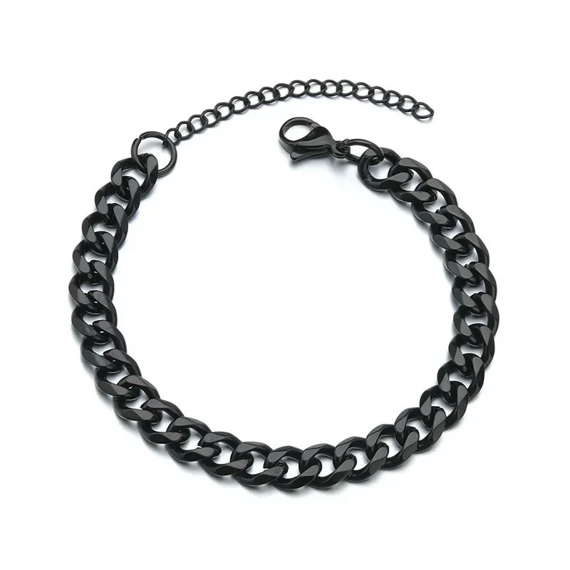 3/5mm Chunky Chain Bracelet for Men Stainless Steel Cuban Link Chain Wristband Classic Punk Heavy Male Jewelry Accessories