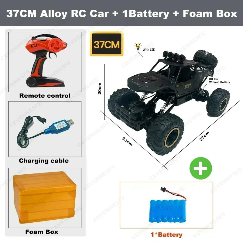 4WD 37CM Remote Control Off Road RC Car Radio Climbing Super Alloy Truck Buggy 4x4 RTR Vehicle Electric Toy Childrens Kids Gifts